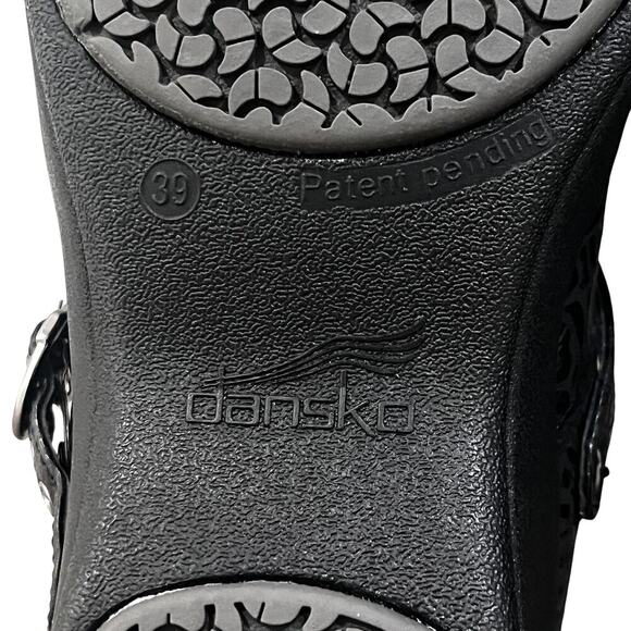 Dansko Shoes Womens Size 39 Black Embossed Slip On Clogs Mary Jane Comfort Work - Picture 5 of 7